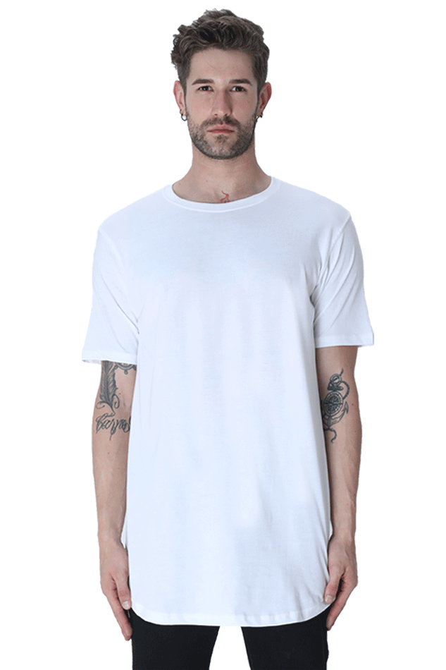 Male longline curved T-shirt