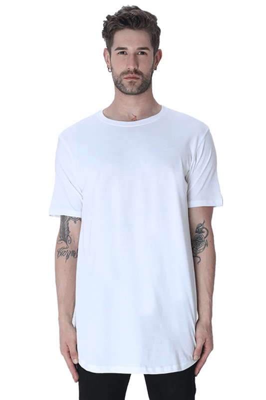 Male longline curved T-shirt