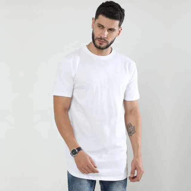 Male longline curved T-shirt