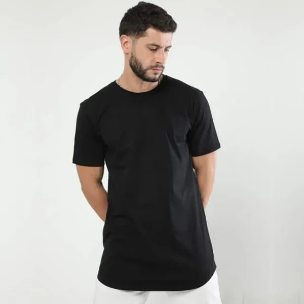 Male longline curved T-shirt